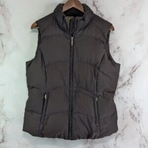 Eddie Bauer Vest Women Medium Brown Down Puffer Insulated Quilt Goose Chocolate